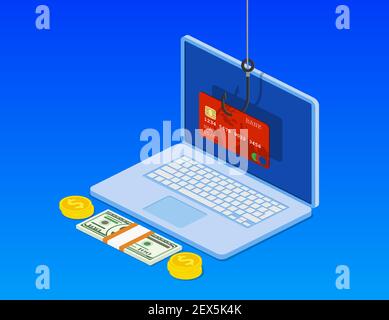 Internet phishing and hacking attack concept. Stock Vector