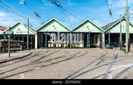 Auderghem, Brussels Capital Region / Belgium - 09 20 2020:   Facade of the Brussels tramway museum Stock Photo
