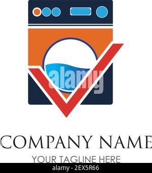 laundry logo illustration design template - vector Stock Vector