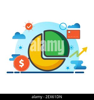 pie diagram illustration. Flat vector icon. can use for, icon design element,ui, web, app. Stock Photo