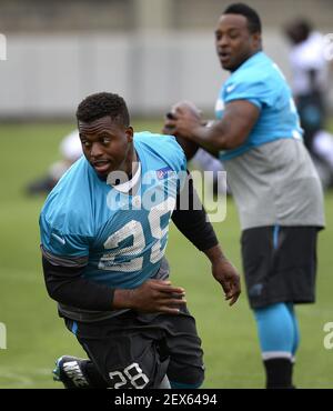 Carolina Panthers' Mike Tolbert, right, talks with running backs coach Jim  Skipper, left, during an NFL football practice at their training camp in  Spartanburg, S.C., Monday, July 28, 2014. (AP Photo/Chuck Burton