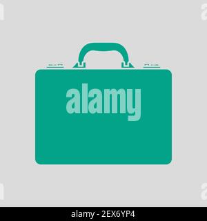 Business Briefcase Icon. Green on Gray Background. Vector Illustration. Stock Vector