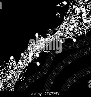 Musical Design Elements From Music Staff With Treble Clef And Notes in Black and White Colors. Vector Illustration. Stock Vector
