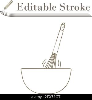 Corolla Mixing In Bowl Icon. Editable Stroke Simple Design. Vector Illustration. Stock Vector