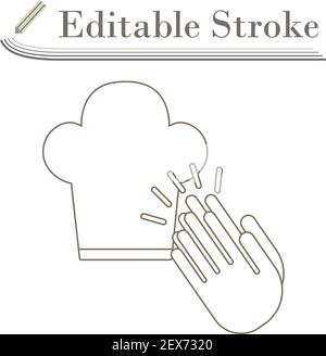 Clapping Palms To Toque Icon. Editable Stroke Simple Design. Vector Illustration. Stock Vector