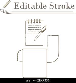 Waiter Take Oder Icon. Editable Stroke Simple Design. Vector Illustration. Stock Vector