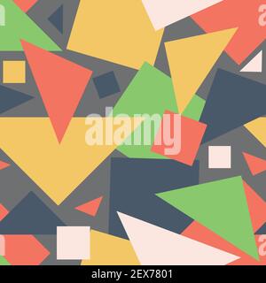 Seamless vector pattern geometrical shapes texture. Wallpaper design with  squares and triangle with pastel colours. Artistic repeat background design Stock Vector