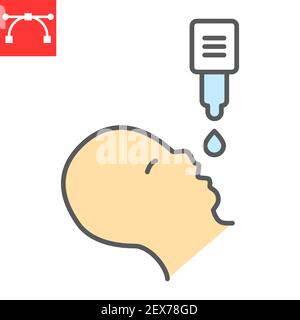 Oral vaccination color line icon, vaccine and injection, baby vaccination vector icon, vector graphics, editable stroke filled outline sign, eps 10. Stock Vector