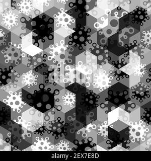 Military virus seamless pattern background. Pandemic concept camouflage Stock Vector