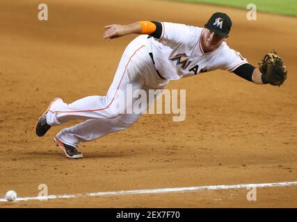 Baltimore, MD, USA. 17th June, 2018. Miami Marlins first baseman Justin  Bour (41) walks to the dugout before the start of MLB action between the  Miami Marlins and the Baltimore Orioles at