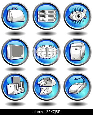 Icons in blue Stock Photo