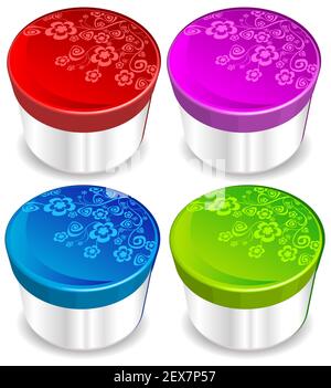 White boxes with floral pattern Stock Photo