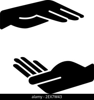 Two hands holding something black glyph icon Stock Vector