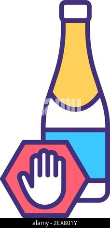 Alcohol control RGB color icon Stock Vector
