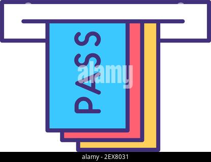 Printing boarding pass RGB color icon Stock Vector