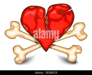 Heart & bones on white Stock Photo