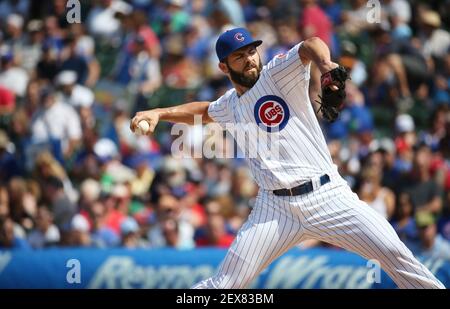 Chicago Cubs pitcher Jake Arrieta (49) during game against the New York  Mets at Citi Field in Queens, New York, July 2, 2015. Cubs defeated Mets  6-1. (Tomasso DeRosa via AP Stock Photo - Alamy