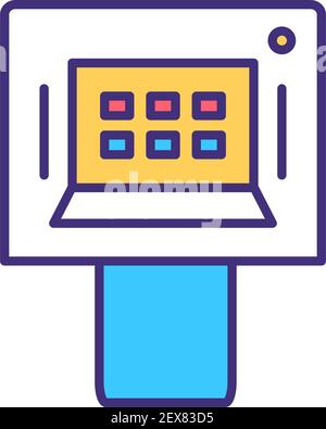 Self-service check-in kiosk RGB color icon Stock Vector