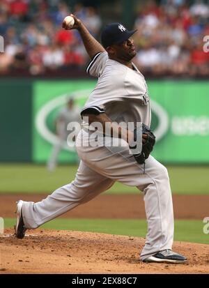 New York Yankees pitcher CC Sabathia delivers a warm-up pitch before the  Yankees spring training baseball game against the Detroit Tigers at  Steinbrenner Field in Tampa, FL. (AP Photo/Kathy Willens Stock Photo - Alamy