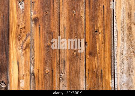 Exterior wall of old weathered wood background Stock Photo