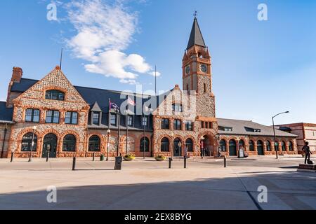 Cheyenne, WY - September 25, 2019: Exterior of the Union Pacific Railroad Depot in Cheyenne.  Built in the 1880s and now a National Historic Landmark Stock Photo