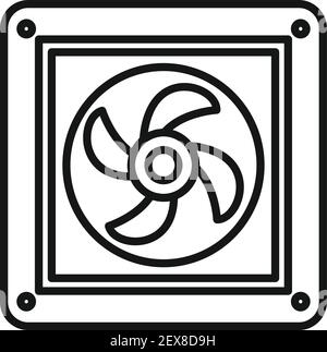 Fan wall icon, outline style Stock Vector