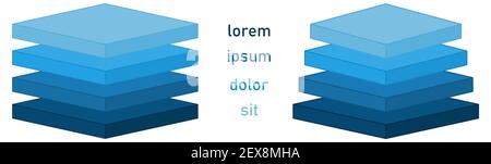 Simple 4 horizontal layers structure drawing, square shape and slightly pyramid like tower Stock Vector