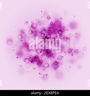 Pink science cell particles background. Chemistry and biology, medicine scientific, molecular research. Virus or causative agent microscope view Stock Vector