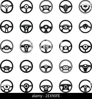 Car steering wheel icons set, simple style Stock Vector