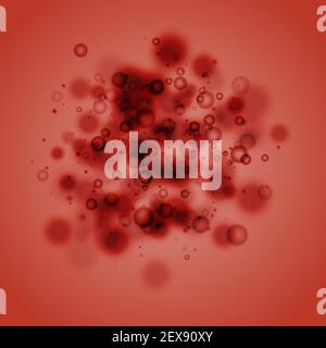 Red science blood cell particles background. Life and biology, medicine scientific, molecular research. Virus or causative agent microscope view Stock Vector