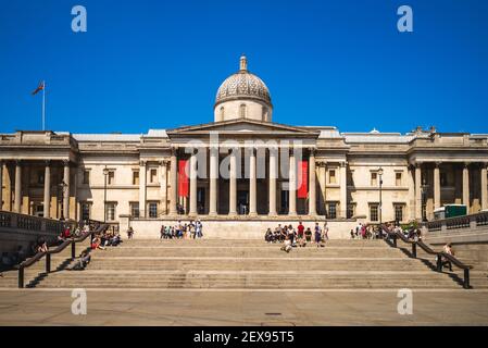 June 29, 2018: National Gallery, an art museum founded in 1824 and located in Trafalgar Square in the City of Westminster, London, UK. This building w Stock Photo