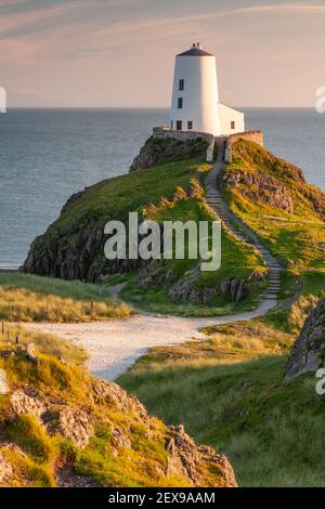 Goleudy Tŵr Mawr - Big Tower on Llanddwyn Island, Anglesey, North Wales Stock Photo