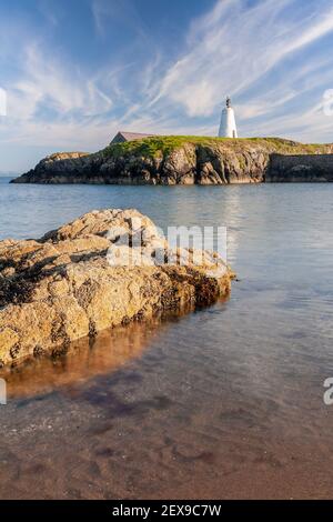 Goleudy Tŵr Bach - Little Tower on Llanddwyn Island, Anglesey, North Wales Stock Photo