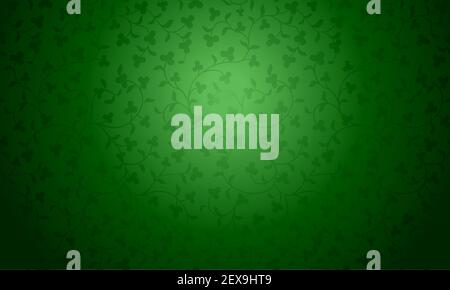 Vector green floral pattern background. Wallpaper damask texture. Premium trefoil silk shamrock green cloth for St. Patrick day. Stock Vector
