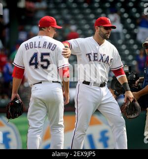 AUG 02, 2015: Texas Rangers mascot Captain celebrates after a