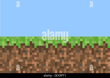 Pixel minecraft style land block background. Concept of game pixelated  seamless square beige material background. Vector illustration Stock Vector  Image & Art - Alamy