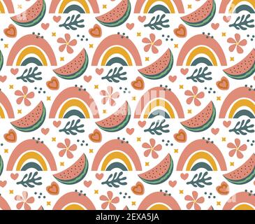 Hello summer boho abstract creative contemporary aesthetic pattern. Vector illustration Stock Vector