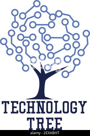 technology tree logo on white background. vector illustration Stock Vector