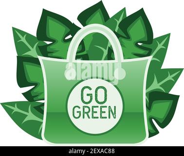 go green shopping bag isolated on white background Stock Vector