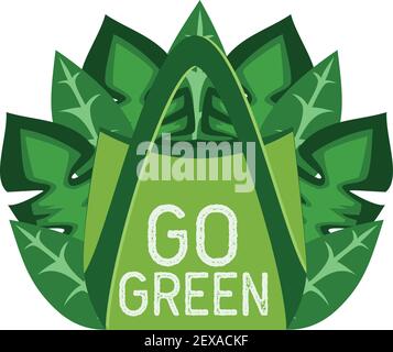 go green shopping bag isolated on white background Stock Vector