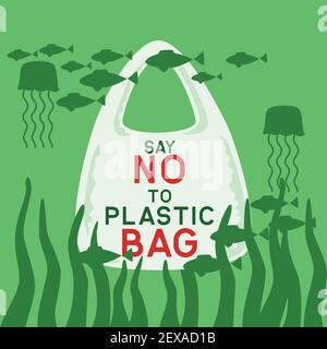 say no to plastic concept for better future. vector illustration Stock Vector