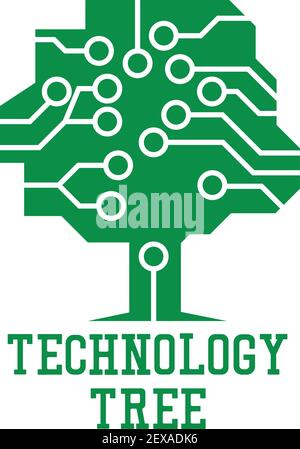 technology tree logo on white background. vector illustration Stock Vector