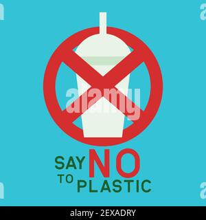 say no to plastic concept for better future. vector illustration Stock Vector
