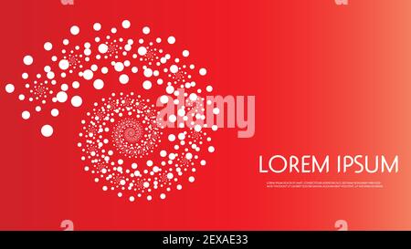 Abstract swirl white dot on red orange background for template use Stock Vector