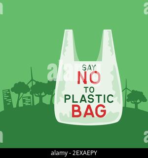 say no to plastic concept for better future. vector illustration Stock Vector