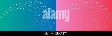 Abstract swirl white dot on blue and pink background set for template use Stock Vector