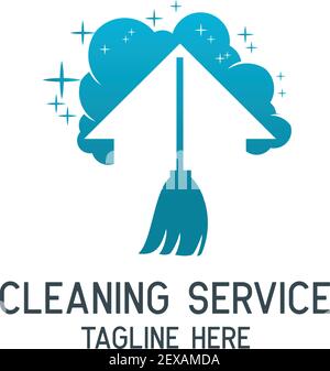 cleaning service logo with text space for your slogan, tagline, vector illustration Stock Vector