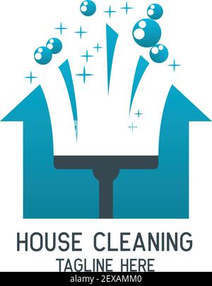 cleaning service logo with text space for your slogan, tagline, vector illustration Stock Vector