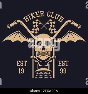 motorcycle logo emblems and insignia on black background. vector illustration Stock Vector