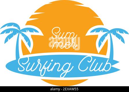 surfing logo for surfing festival isolated on white background. vector illustration Stock Vector
